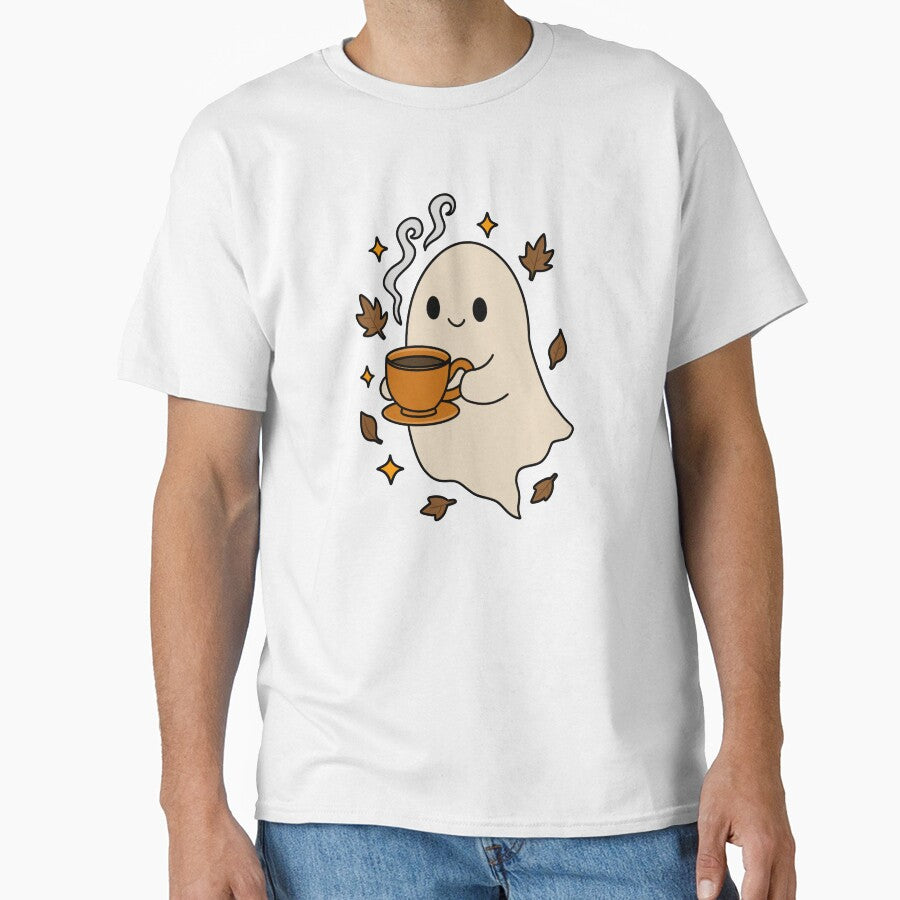Spooky Cute Ghost With Coffee by dedinsidedesign