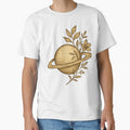 Organic Universe – Vintage Illustration of a Planet with Botanical Elements by Jean S Santos