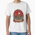 Paris Christmas Eiffel Tower Vintage Retro Travel Badge by Globalcitytees