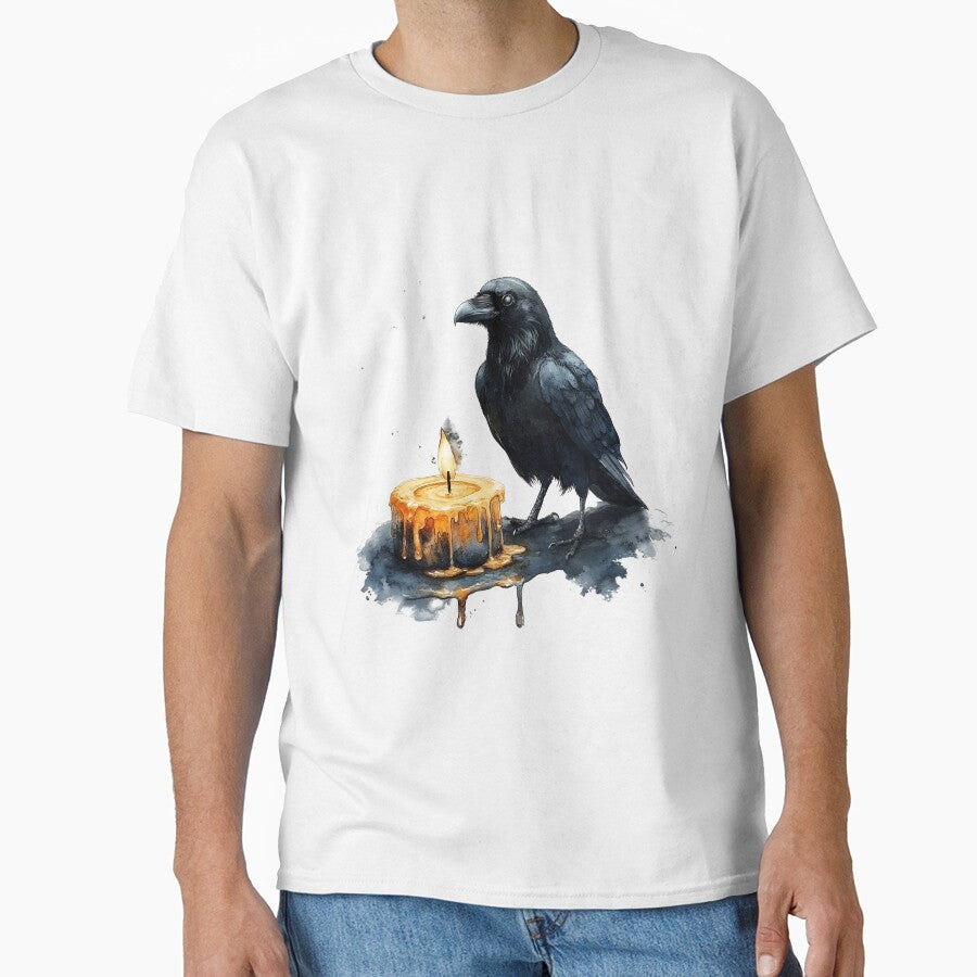 Gothic Raven and Candlelight Watercolor Illustration by HUTEND