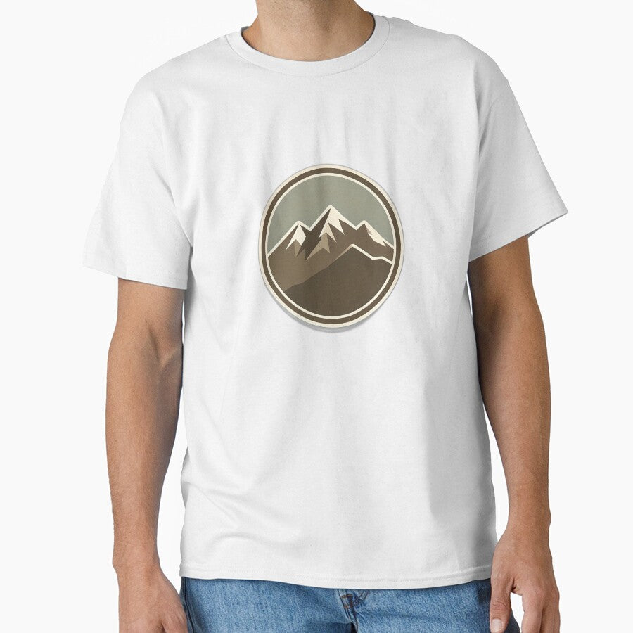 Minimalist Mountain Badge Sticker | Vintage Outdoor Adventure Design by Hari Arts