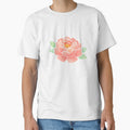 Blooming Peony Flower with Leaves Soft Coral Pink Botanical Floral by Owcomm