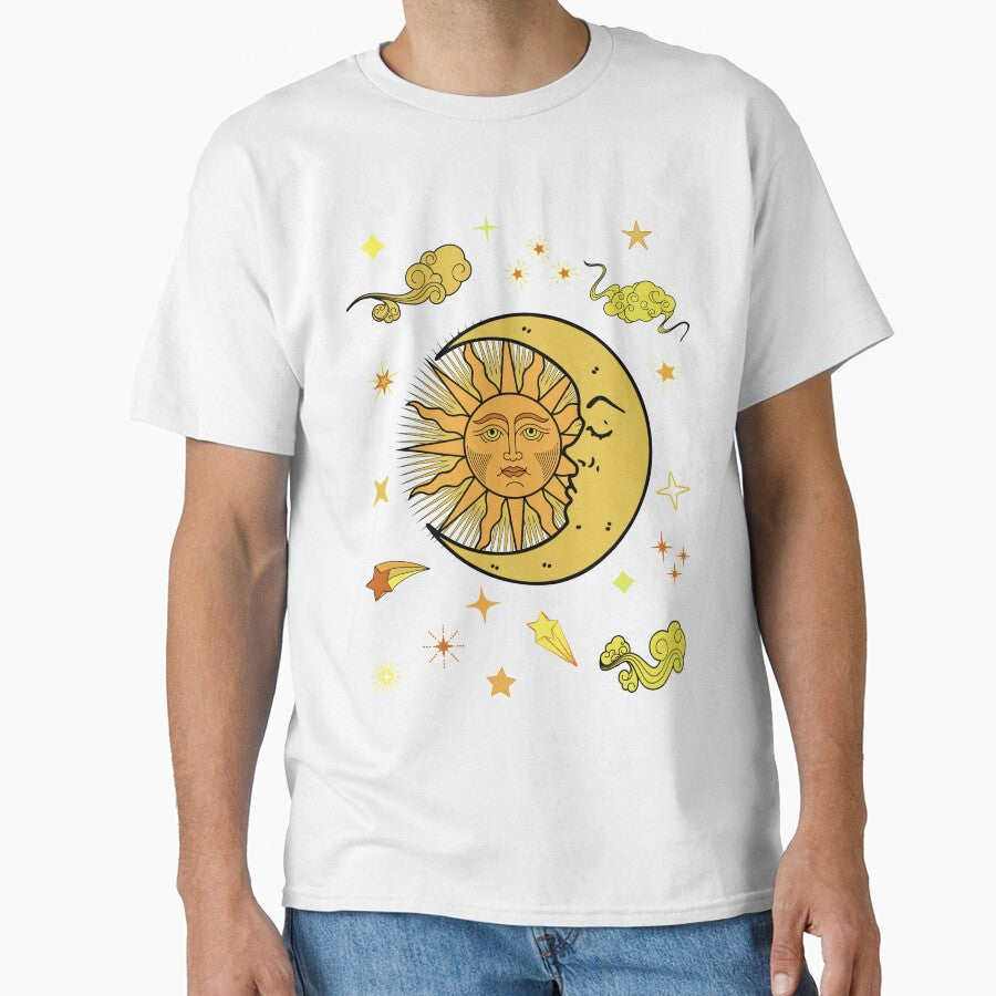 sun  and  moon celestial modern vibrant art by cutecrazytshirt