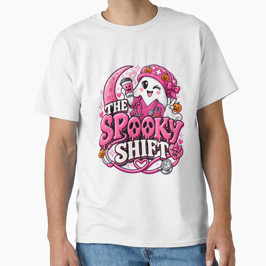 Spooky Nurse Halloween Pink Shift, Essential T-Shirt by podlook
