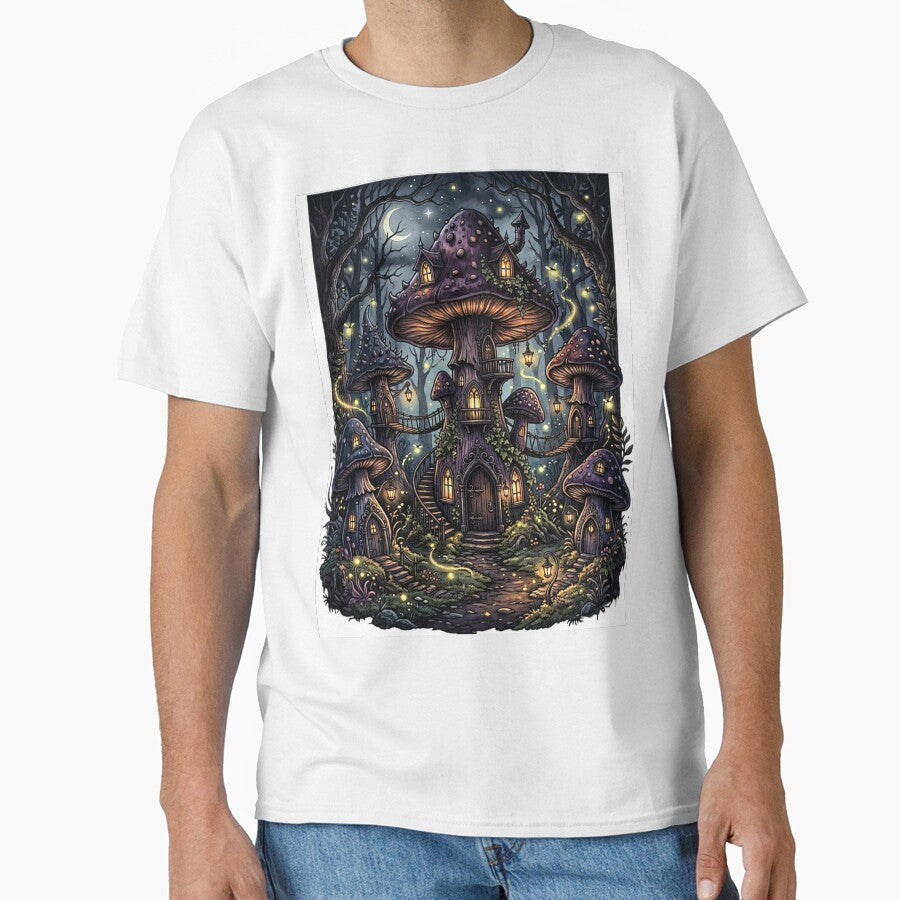 Dark Cottagecore Gothic Mushrooms Moonlight Fireflies by Arobinoz