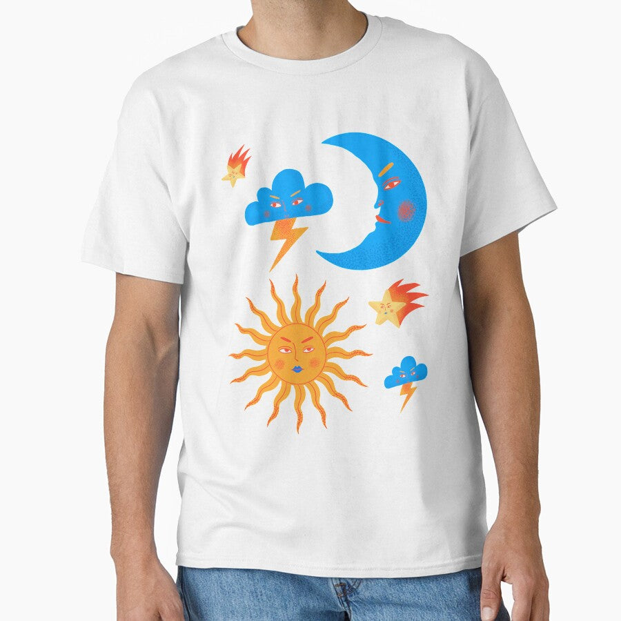 sun and moon celestial contemporary art by cutecrazytshirt