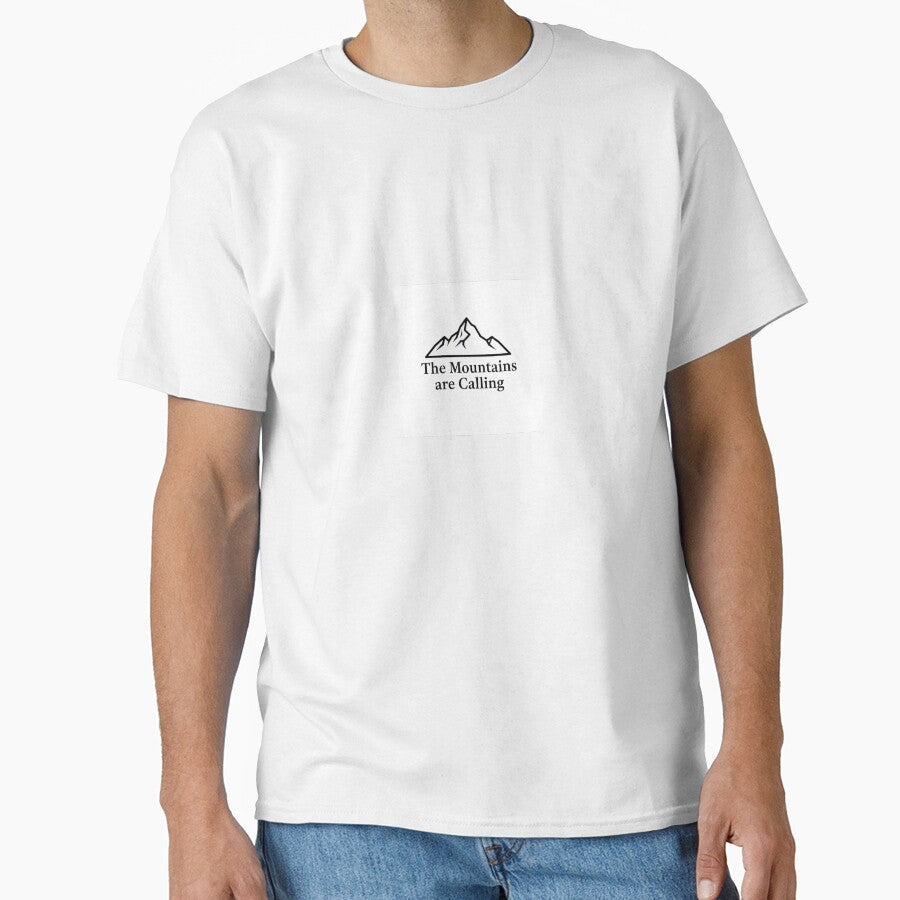 "The Mountains are Calling - Minimalist Adventure Quote" by SuSaPrints