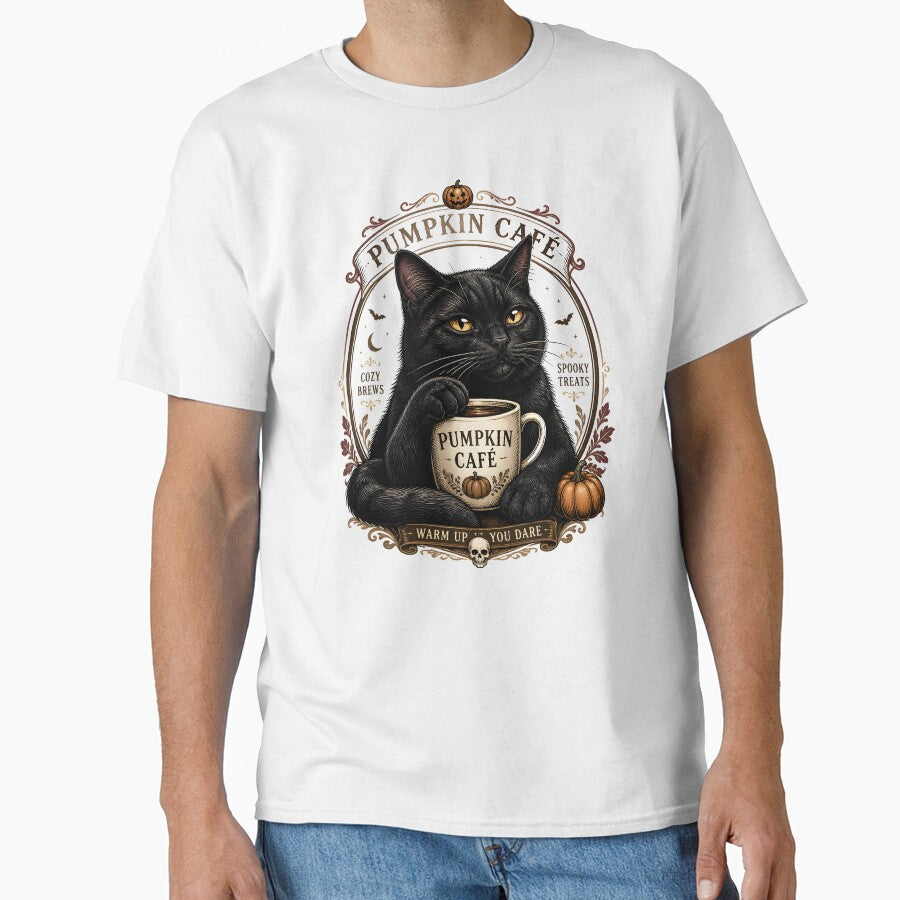Pumpkin Cafe Cat Vintage Halloween Label Halloween by RoyesButler
