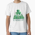 Eco-Friendly St. Patrick's Day Urban Skyline T-Shirt - Green City Earth Edition by AnnDesignStudio