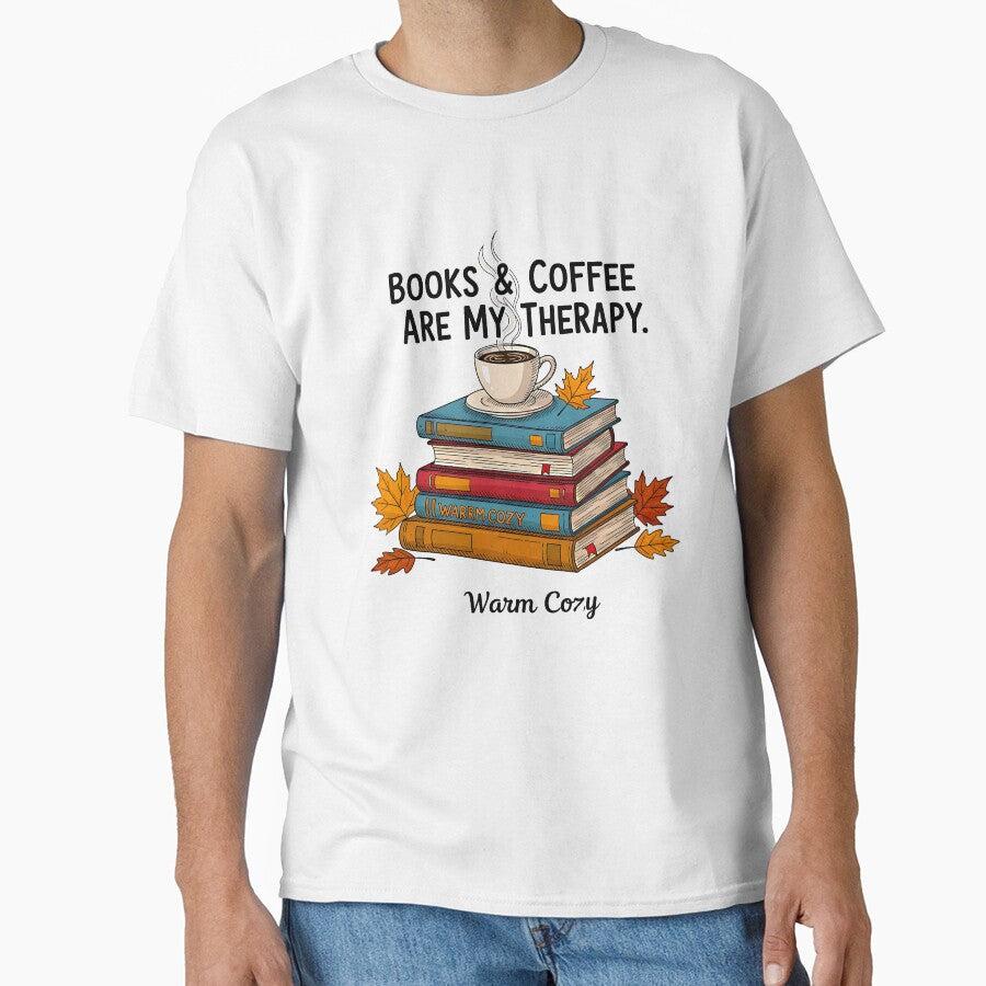 Books Coffee Therapy Cozy Autumn Illustration by PENLEAF DESIGNS