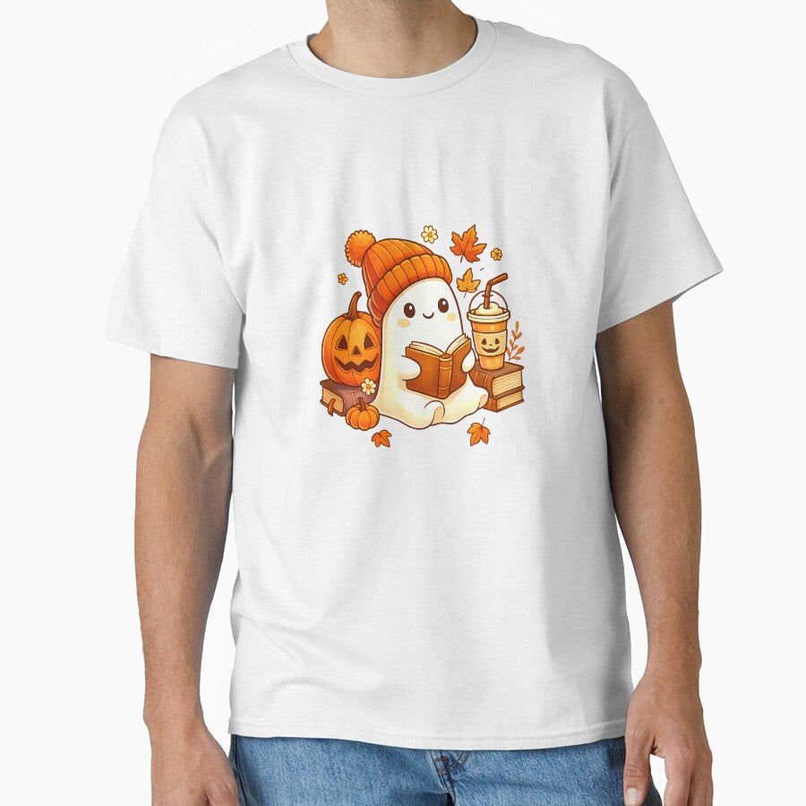 Cute Ghost Reading Book Lovers Halloween Ghost Coffee Women by facegm