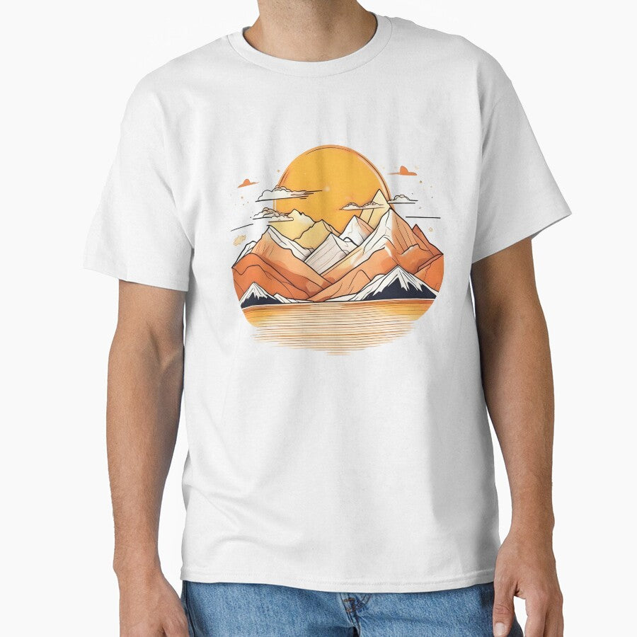 “Minimal Sunset – Aesthetic Mountain Lines” by Cullinan Art