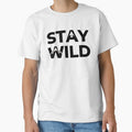Stay Wild Mountain Typography Minimalist Adventure Tee by CryptoCactus
