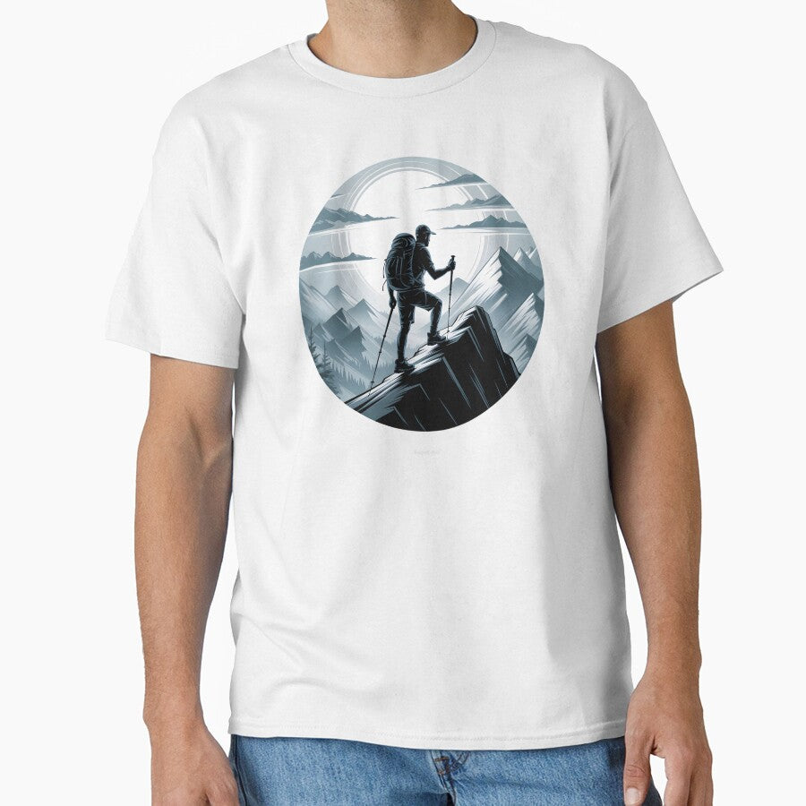 Minimalist Alpinist – Solo Mountain Ridge Climber Vector Design by ImaginedSpace7