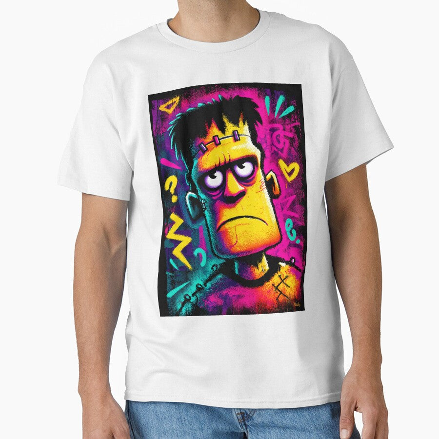 Neon Frankenstein – Retro Halloween Art by Moisky Art