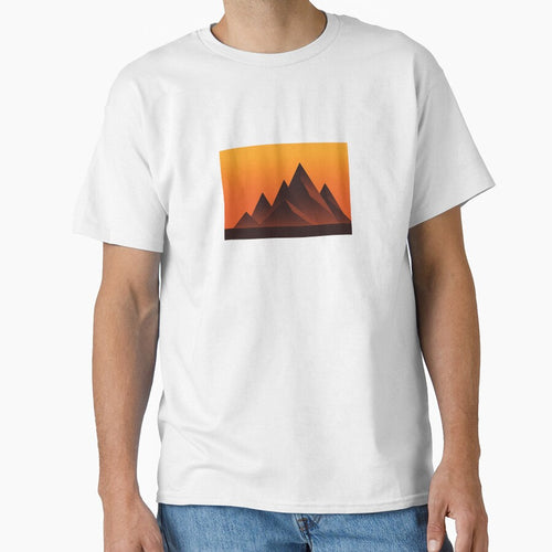 "Geometric Mountain Sunset - Minimalist Nature Art" by Striklet