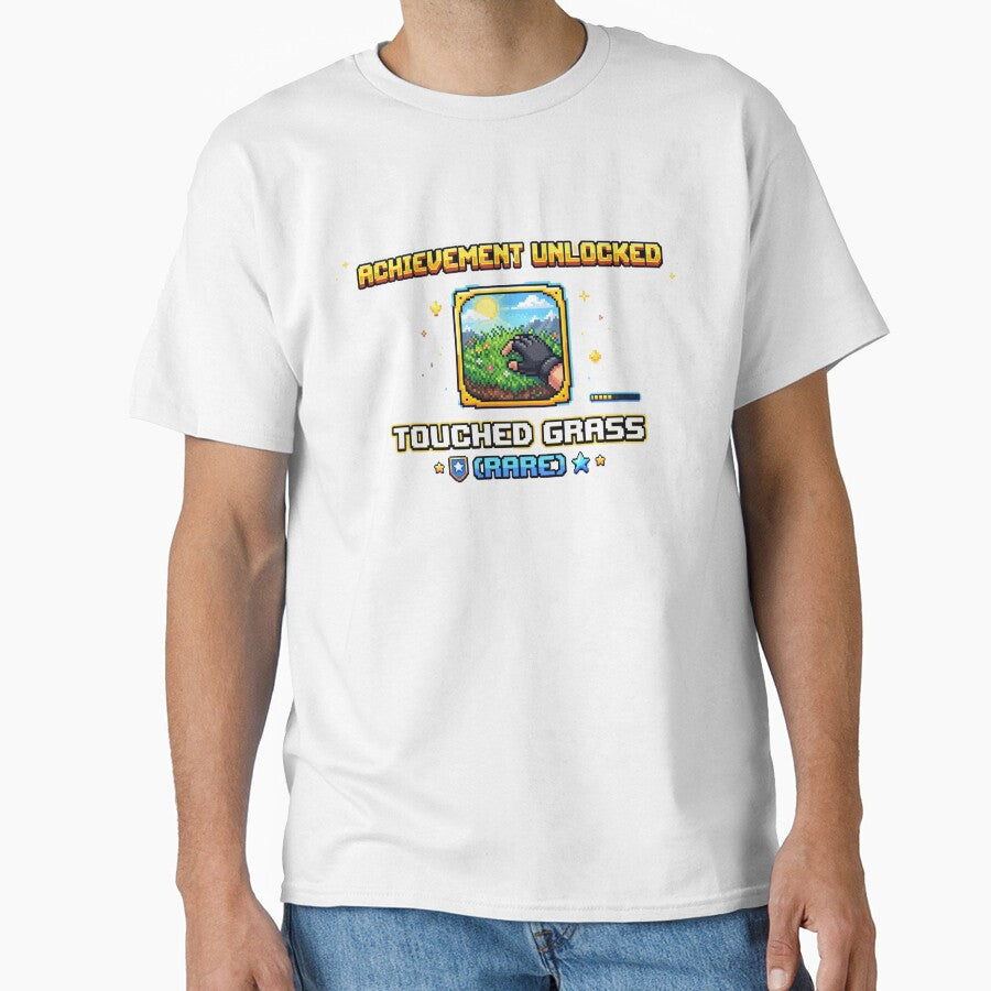 Touched Grass Rare Achievement - Funny Gamer Pixel Art by LevelUpLad