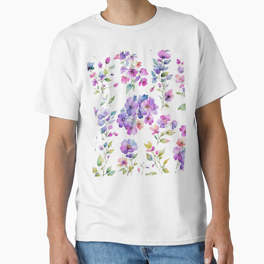 watercolor pink purple wildflowers by hollycooper