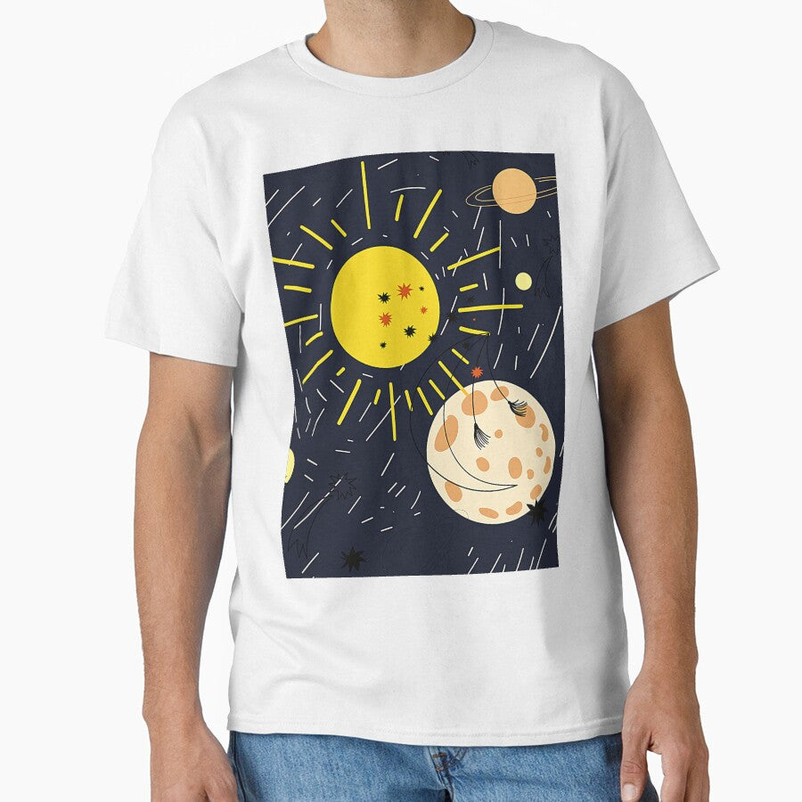 sun,moon,stars,planet abstract modern art by cutecrazytshirt