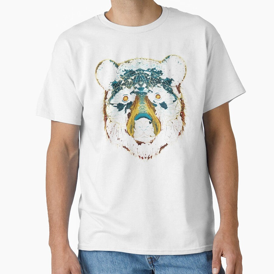 Sacred Geometry Trippy Bear Art - Cosmic Vibes by Mystikos Art