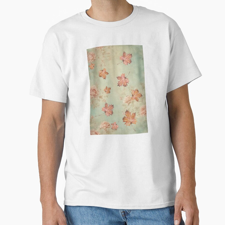 Soft Fall Pattern – Maple Leaves and Pink Roses Design by Furkan Al-Gburi
