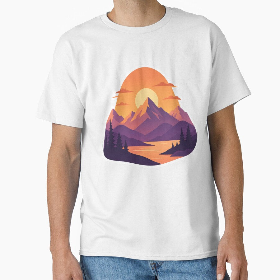Mountain Sunset Minimalist Nature Hiking Art Print by Old Tree Store