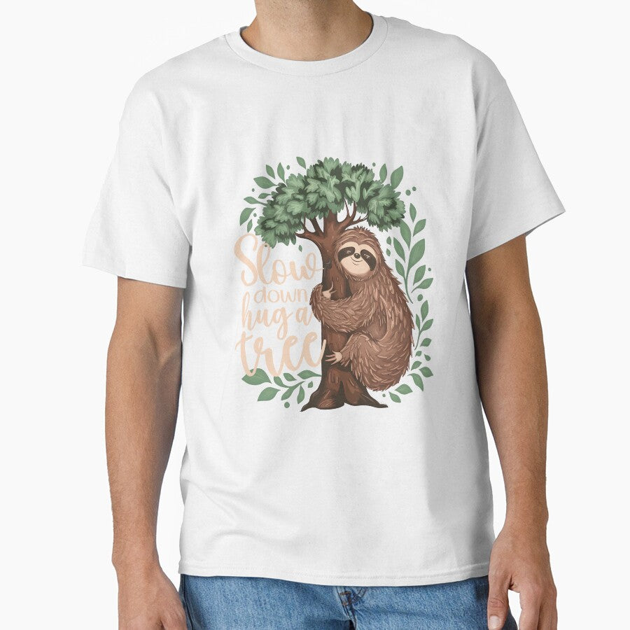 Sloth Tree Hugger Slow Down Hug A Tree Earth Day by DPlumDesign
