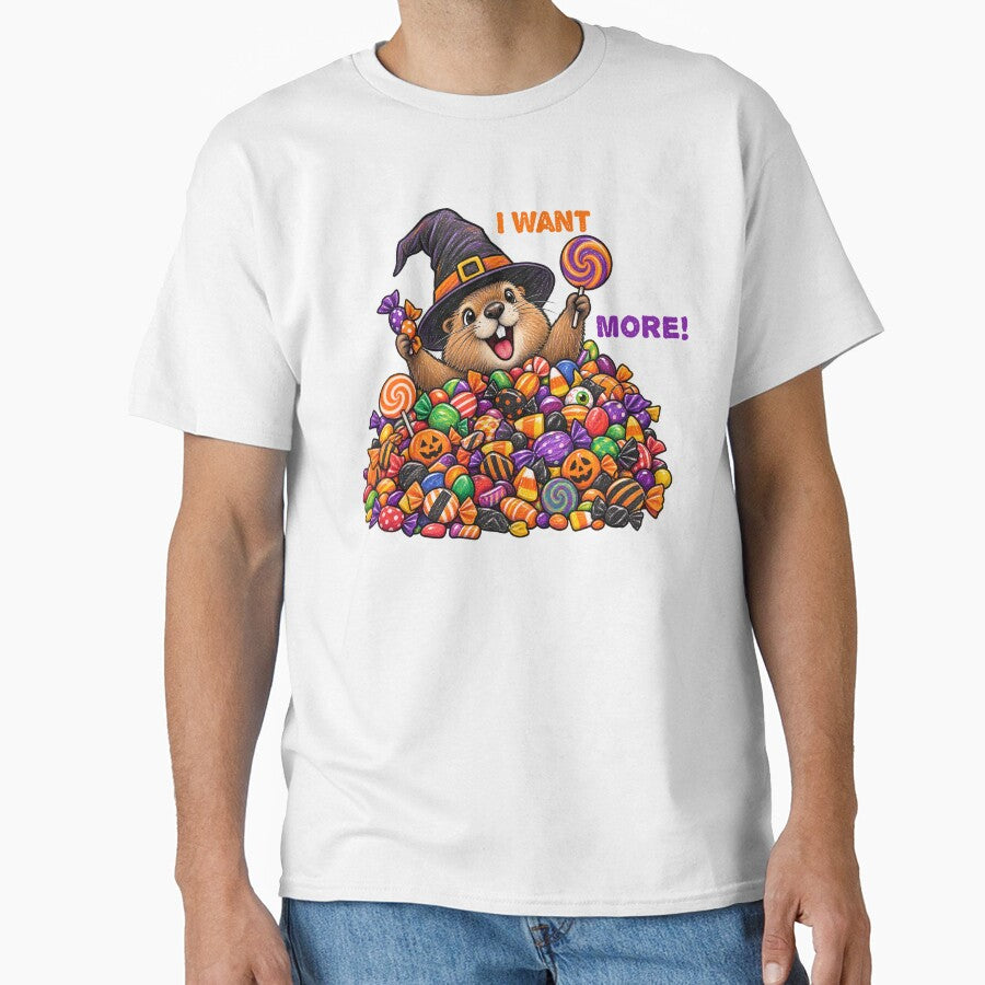 I Want More – Cute Groundhog Halloween Candy Design by Buli89