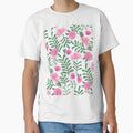 Pink Watercolor Botanical Repeat Pattern Flowers and Leaves by Mag-nificentMag