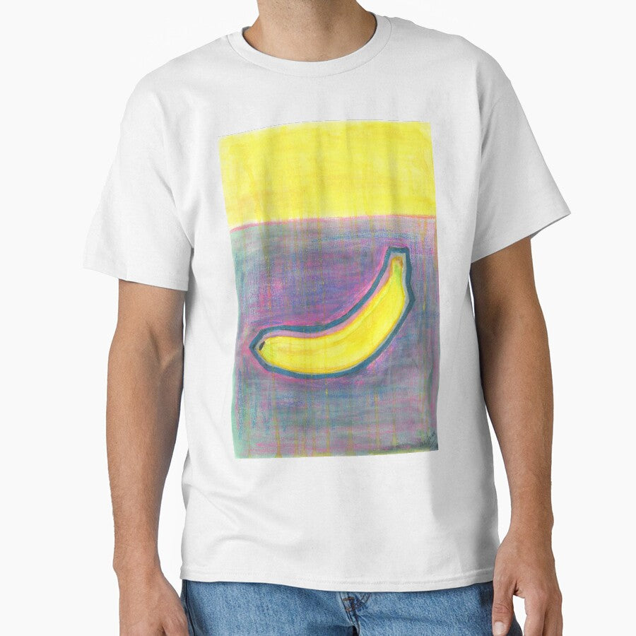 Psychedelic Banana Pop Art | Yellow Banana on Purple Blue Pink | Warhol Inspired Oil Painting by BlueberrySwan