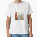 Woman and Dog Looking at Mountains Illustration by Wandertrace