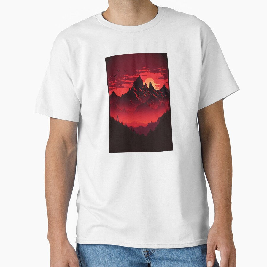 Red Sky Mountain Silhouette by ShadowAndSlate