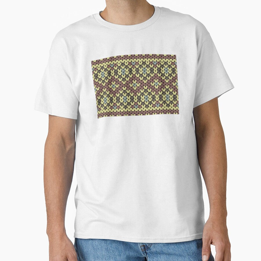 Native ethnic knitted pattern in brown and yellow tones, winter sweater style. by Nengsang