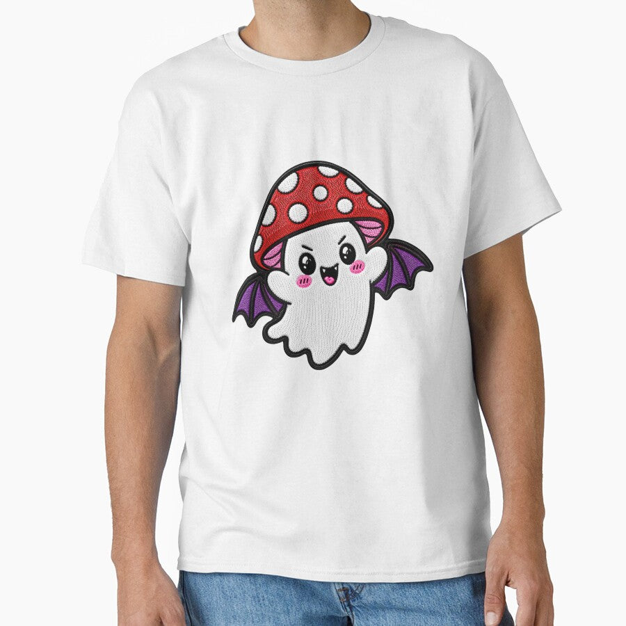 Cute Bat Ghost Kawaii Embroidery Patch Design Mushroom Boo by ColorSplash123