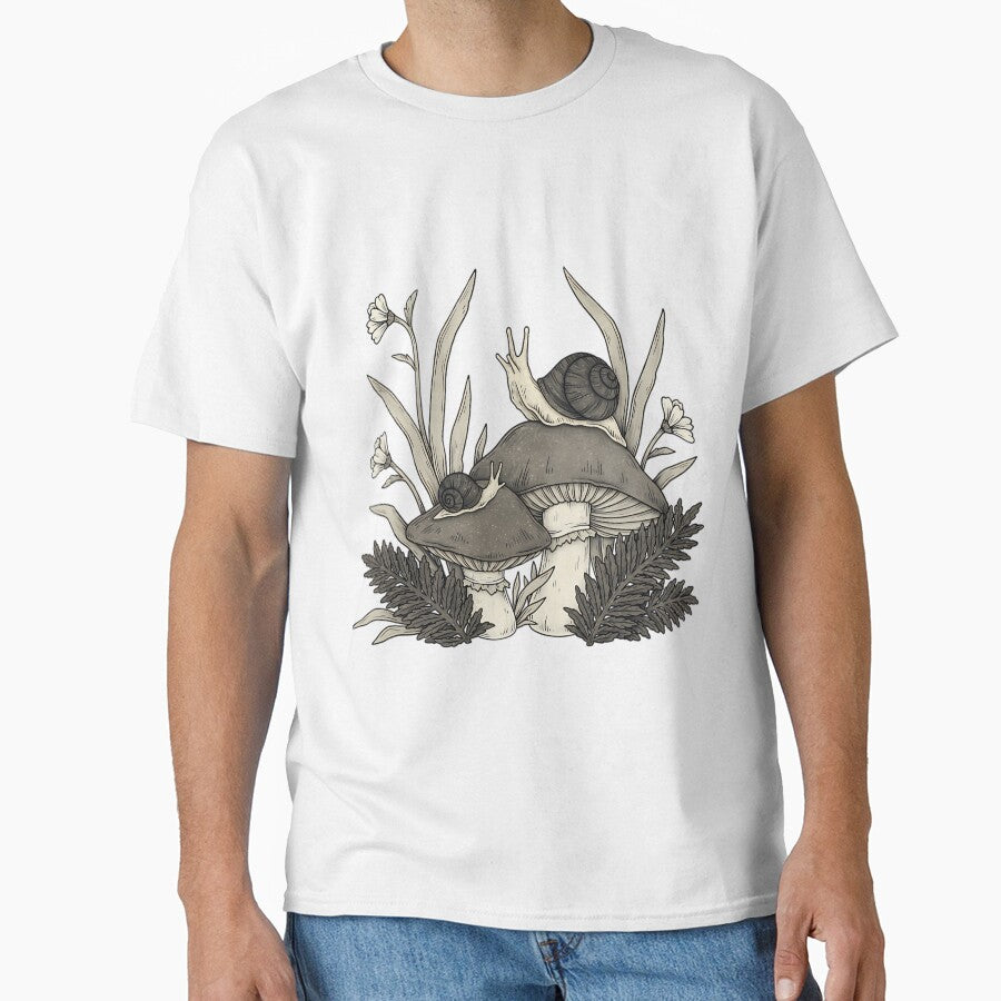 Goblincore Snail And Mushroom Nature Sketch by icbgllgpl
