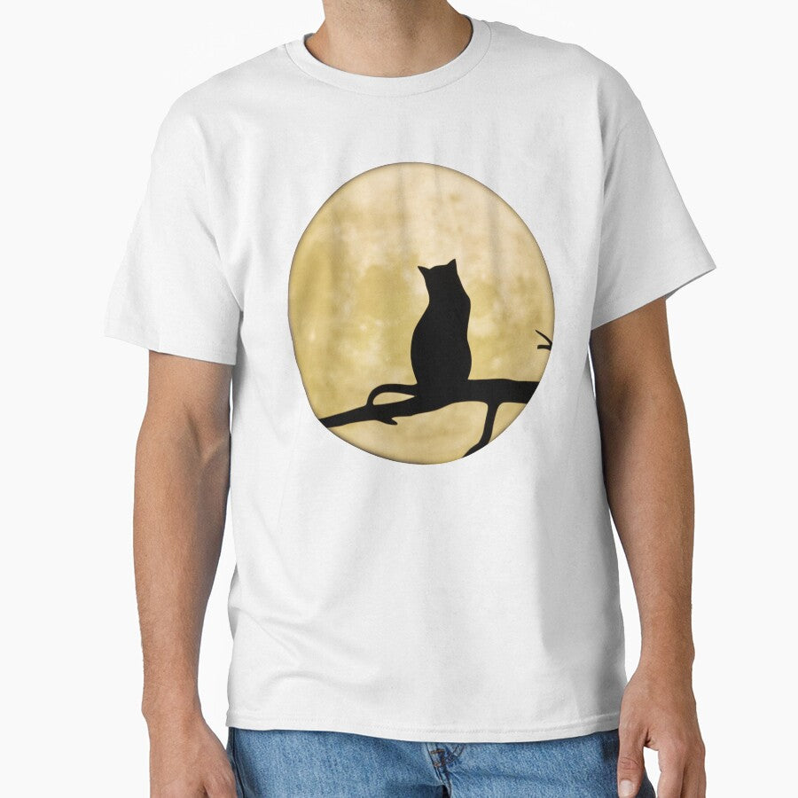 Silhouette cat looking at harvest moon by FinishYourSong