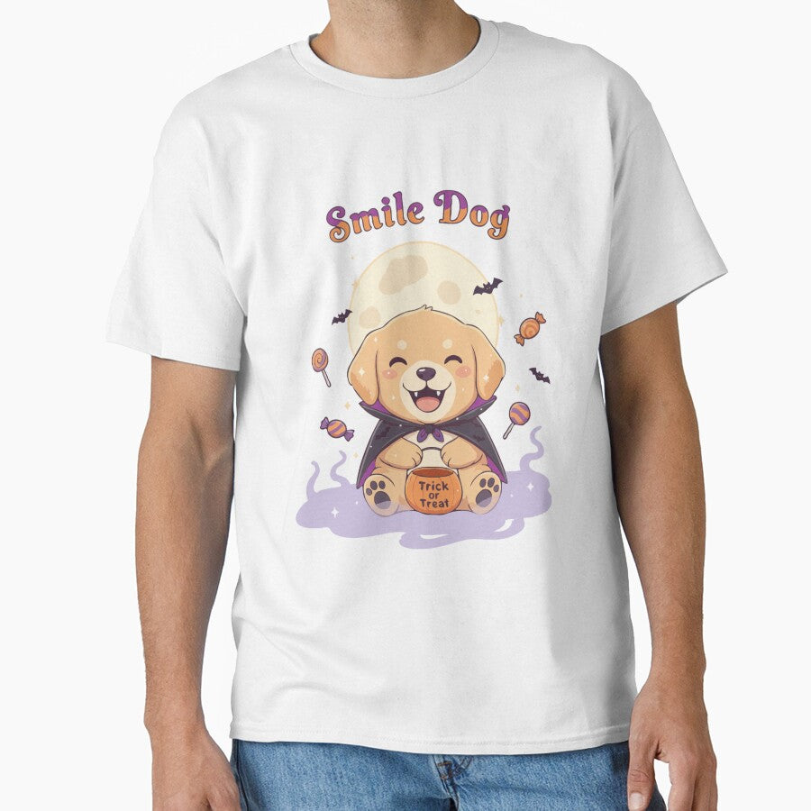 Smile Dog – Cute Halloween Golden Retriever Puppy Trick or Treat Design by The Real Life Symphony