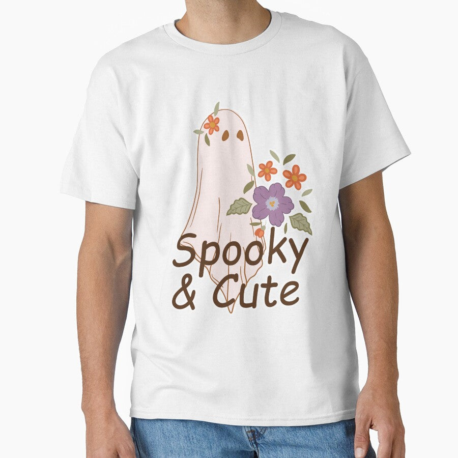 Spooky and Cute Ghost with Flowers. by Efthymia