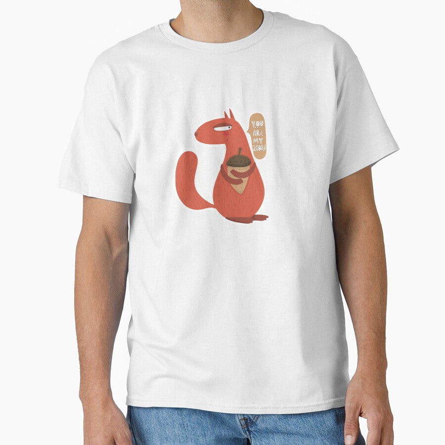 Red squirrel holds acorn in paws. Funny animal quote. You are my acorn. Crazy animal. by SolArt88