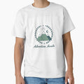 Adventure Awaits Minimalist Mountain Nature Moon Sun T-Shirt by ChameloX