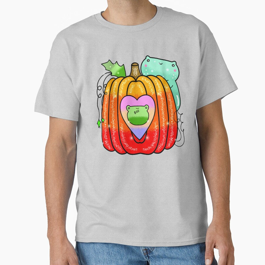 Boo ghost adorable Coolest pumpkin patch halloween frog by Quacktails