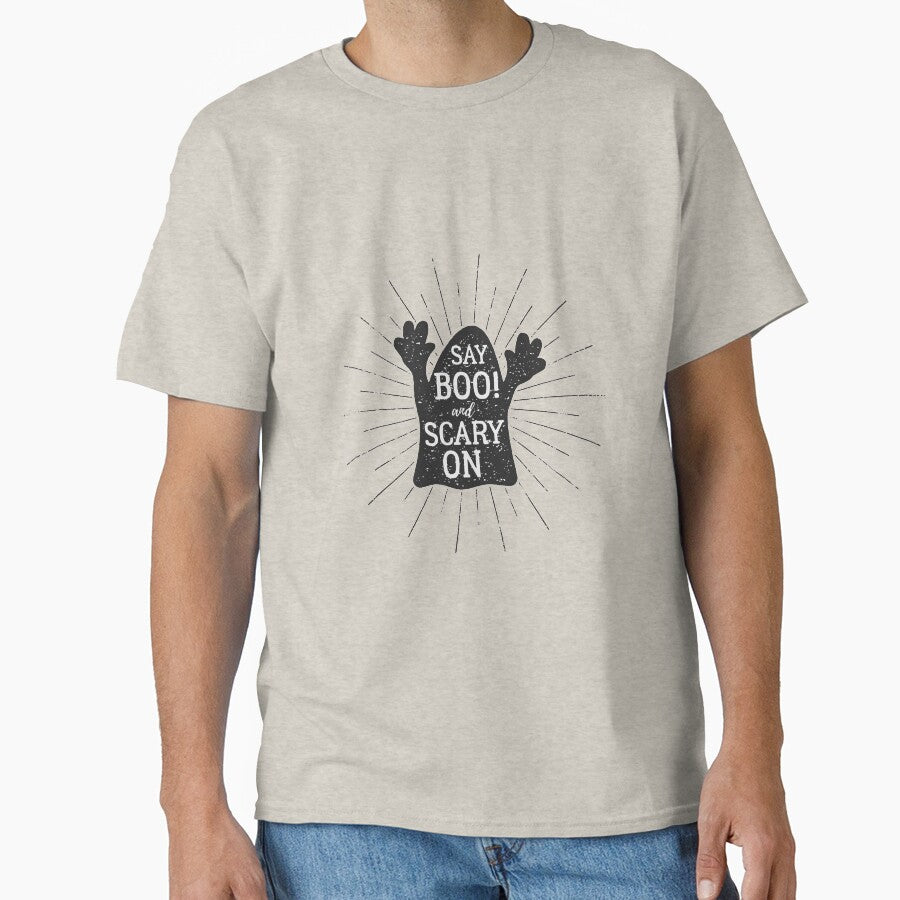 Say Boo! And Scary On Funny Halloween Party Gift For Men And Women by Dadjokes Co