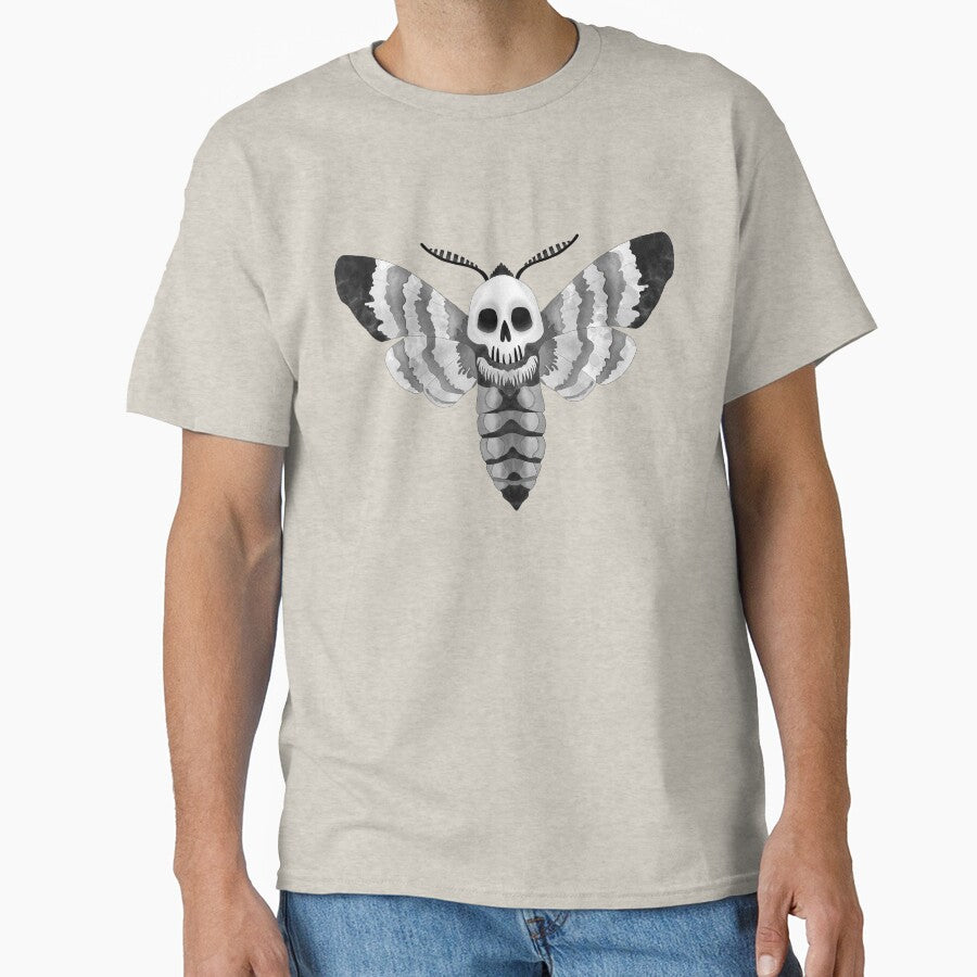 Monochrome Death Head Moth Skull Illustration, Black and White by IrenicBears