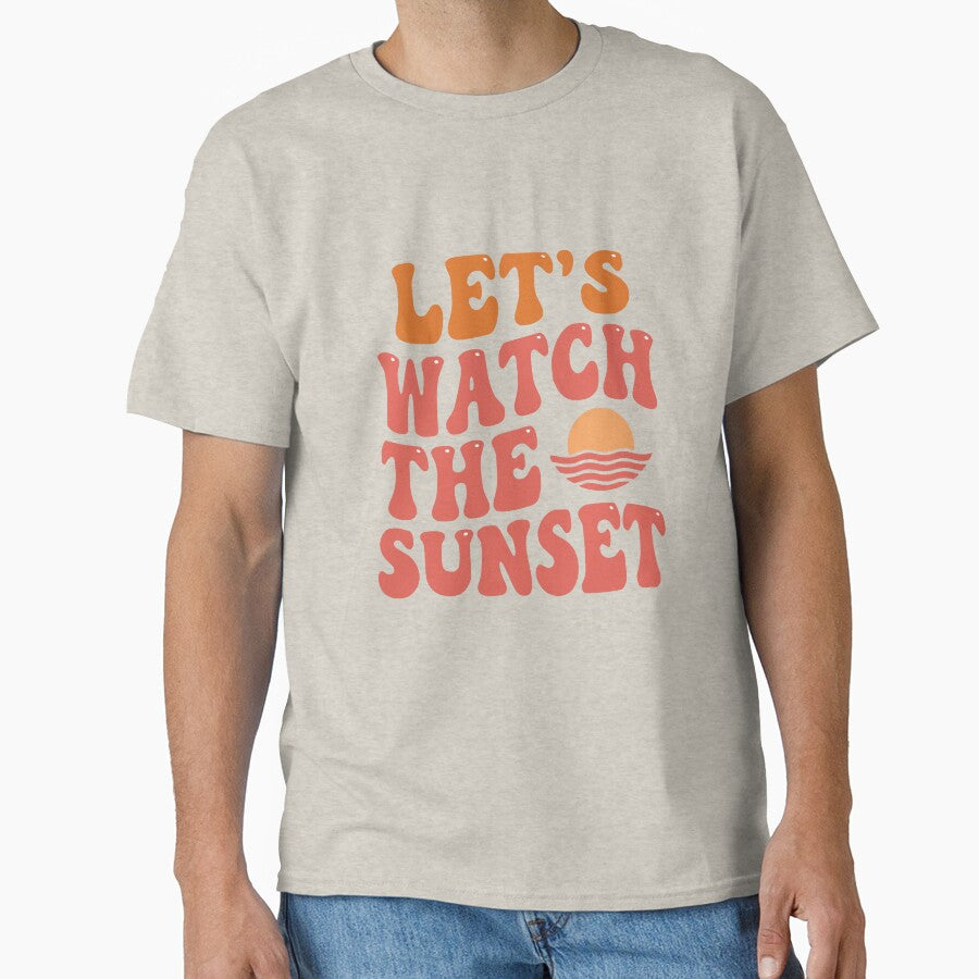 Let's Watch the Sunset Retro Typography | Vintage 70s Sunset Graphic | Groovy Beach Aesthetic Design by TESHYS