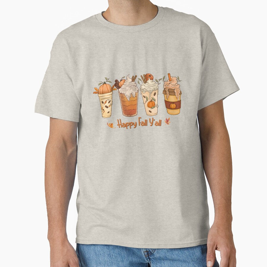 Happy fall y'all coffee, autumn coffee, cute pumpkin iced  coffe design by Mirandum