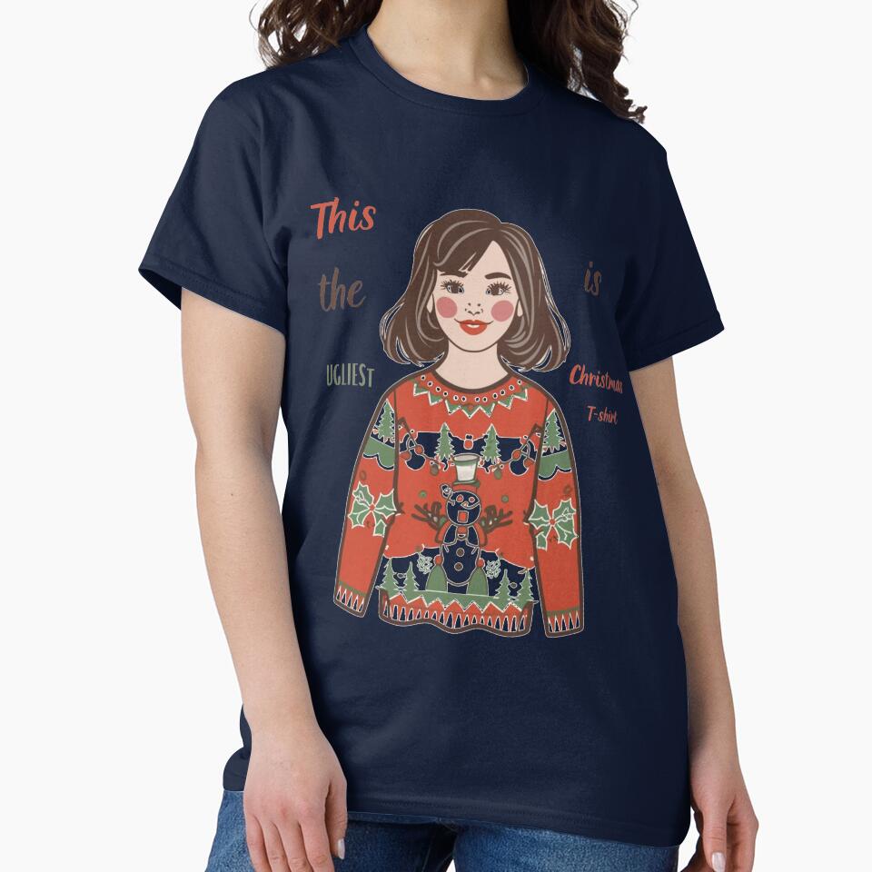 Kids Ugly Christmas Sweater Girls T-Shirts by ChromaticBlend