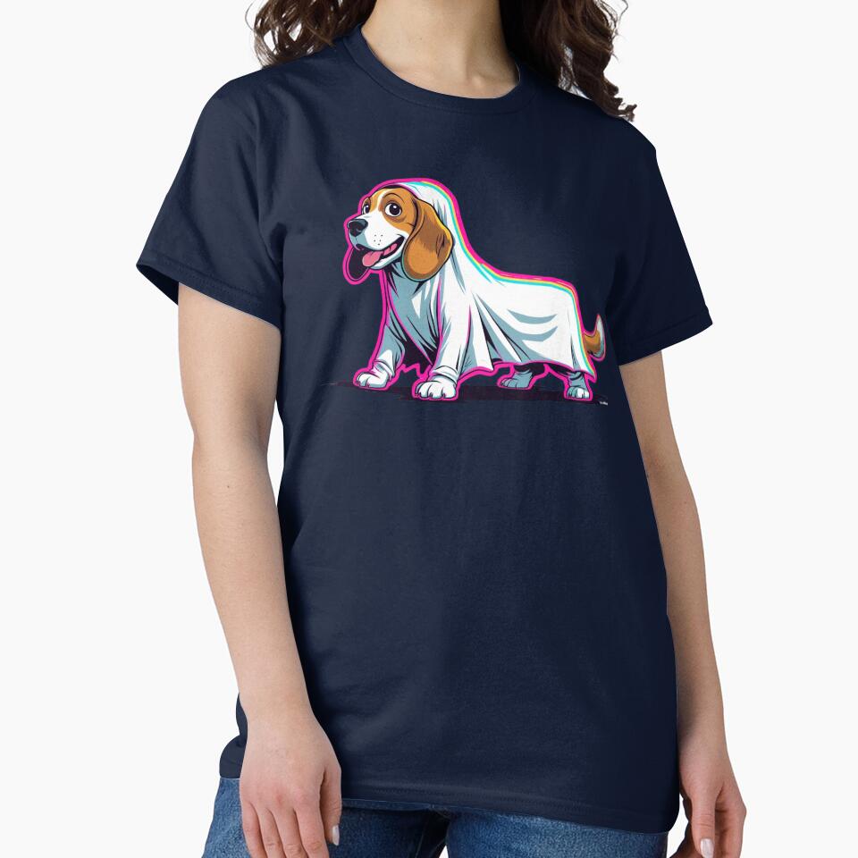 Beagle dressed as a colorful ghost by StormArte