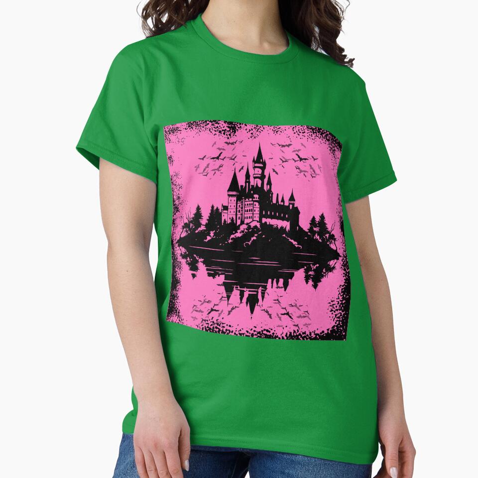 Pink Grunge Gothic Castle Dark Landscape by Cherry Emporium
