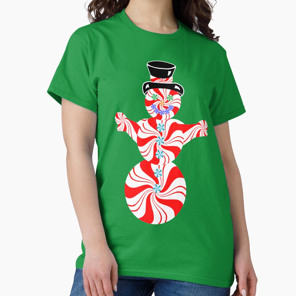 Red and White Striped Peppermint Christmas Snowman by Deborah Camp