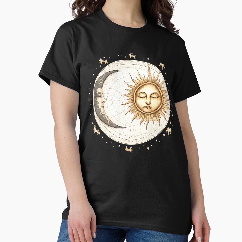 Sun and Moon Vintage Celestial Star Map Astronomy Art by BumbleBloom7